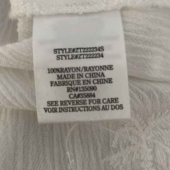 Z Supply White Button Up Blouse Top Embroidered Palm Trees Size Small - Picture 7 of 10
